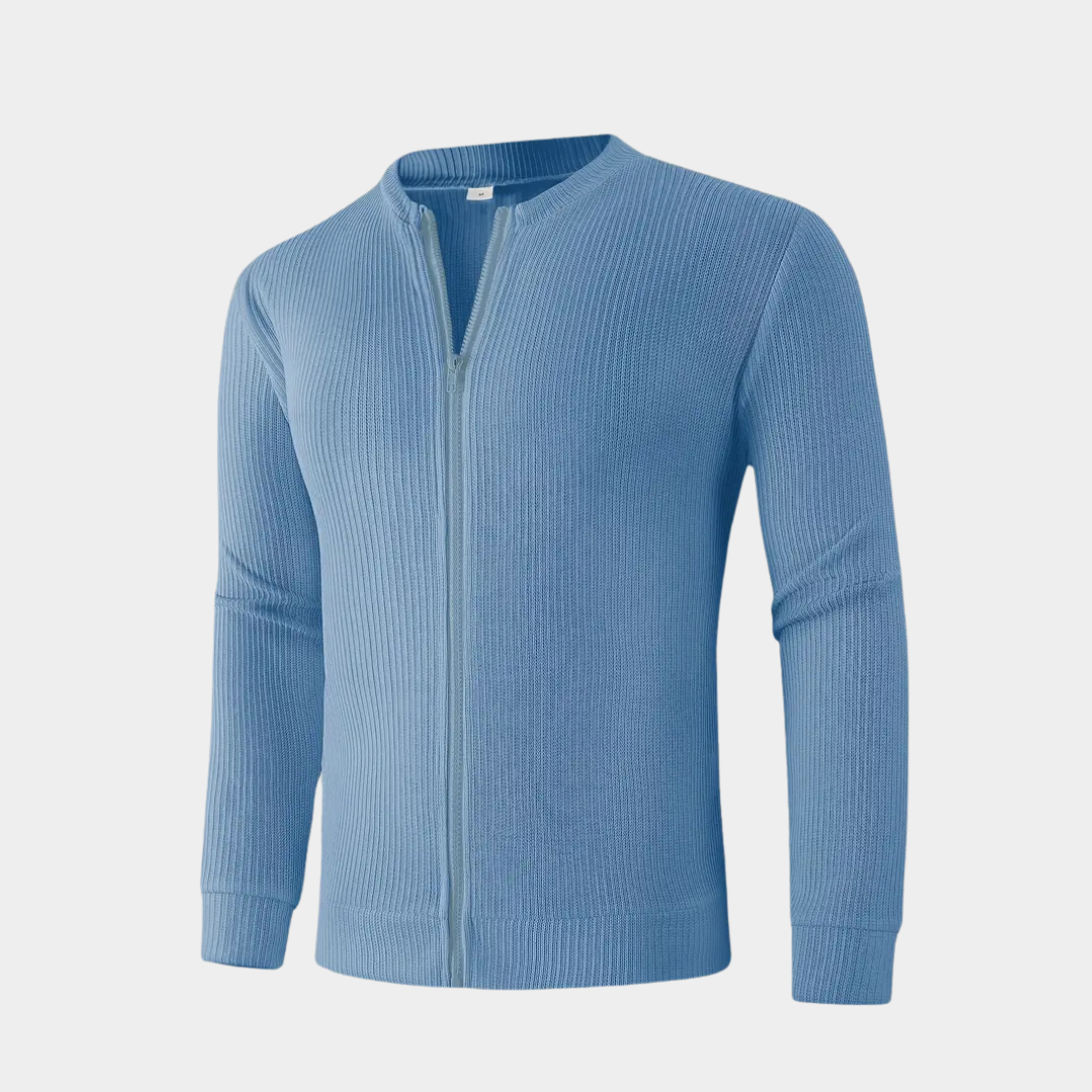 Hugh | Rib-Knit Zip Sweater