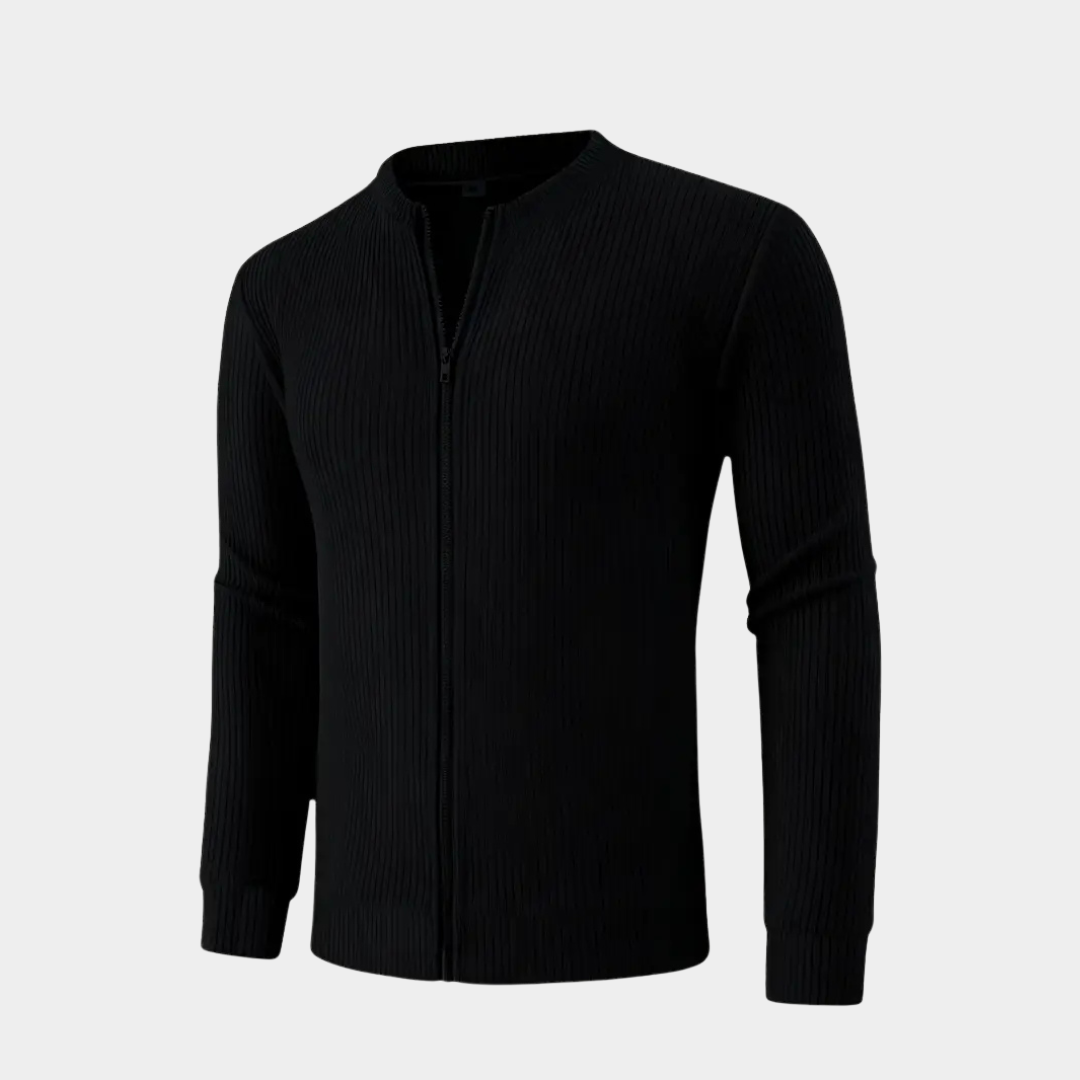 Hugh | Rib-Knit Zip Sweater